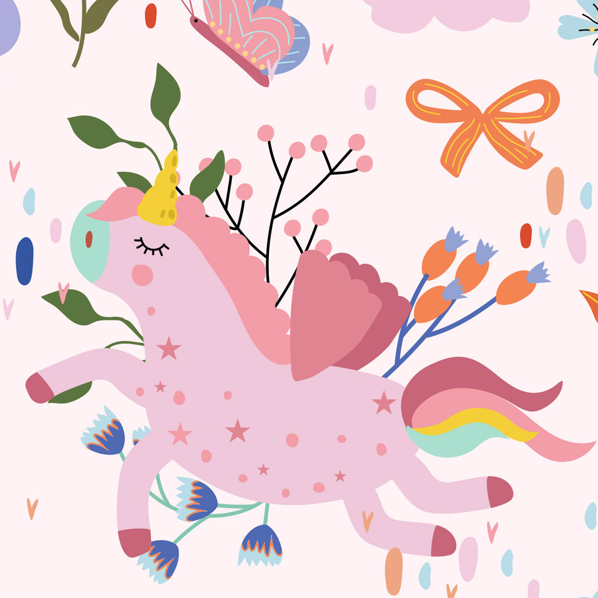Magical Unicorn & Rainbow Wallpaper for Kids’ Rooms