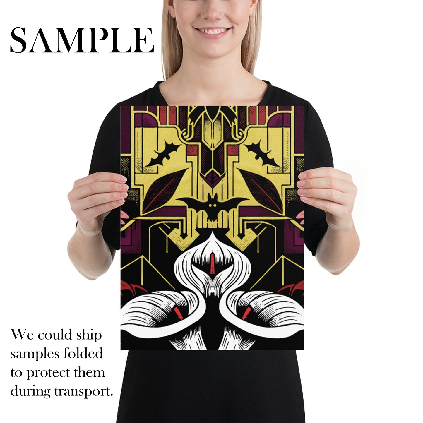 Art Deco Gothic Wallpaper - Bats and Floral Design