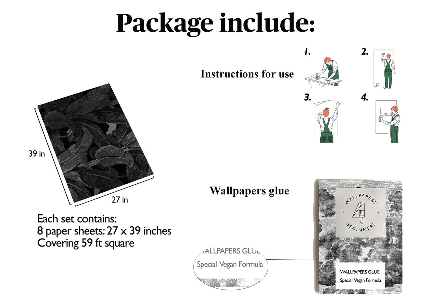 Triple Black Banana Leaf Wallpaper