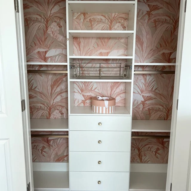 Blush Pink Banana Leaf Cabinet Liner – Eco-Friendly Decorative Paper for Drawers and Furniture