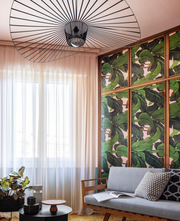 Tropical Pink Banana Cabinet Liner – Eco-Friendly Decorative Paper for Drawers and Furniture