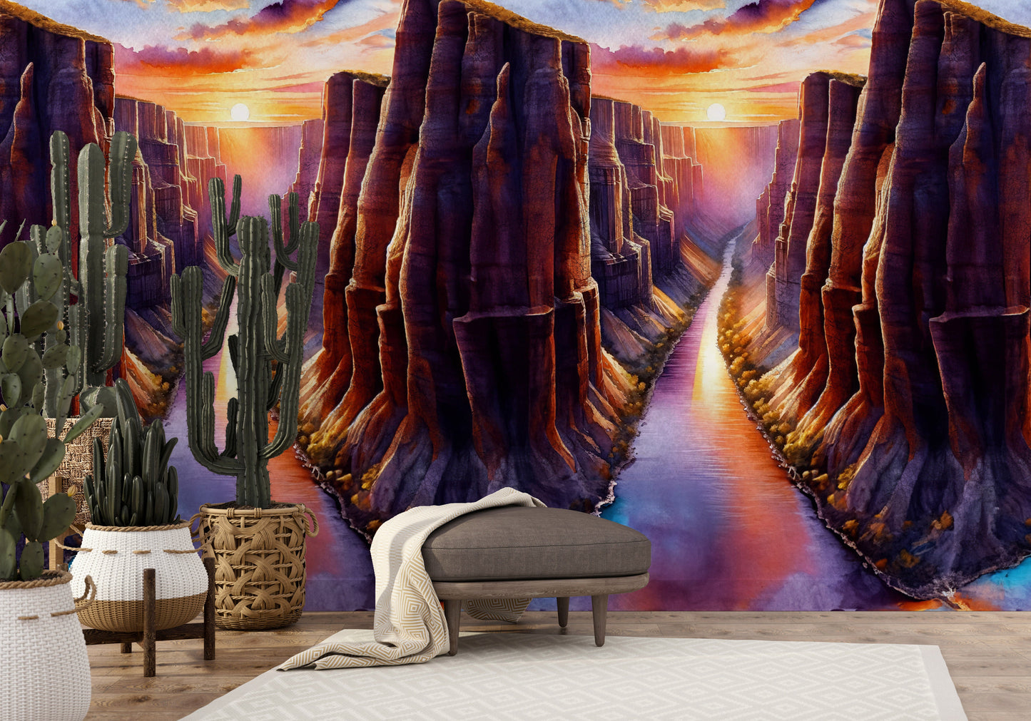 Watercolor Grand Canyon Sunset Wallpaper