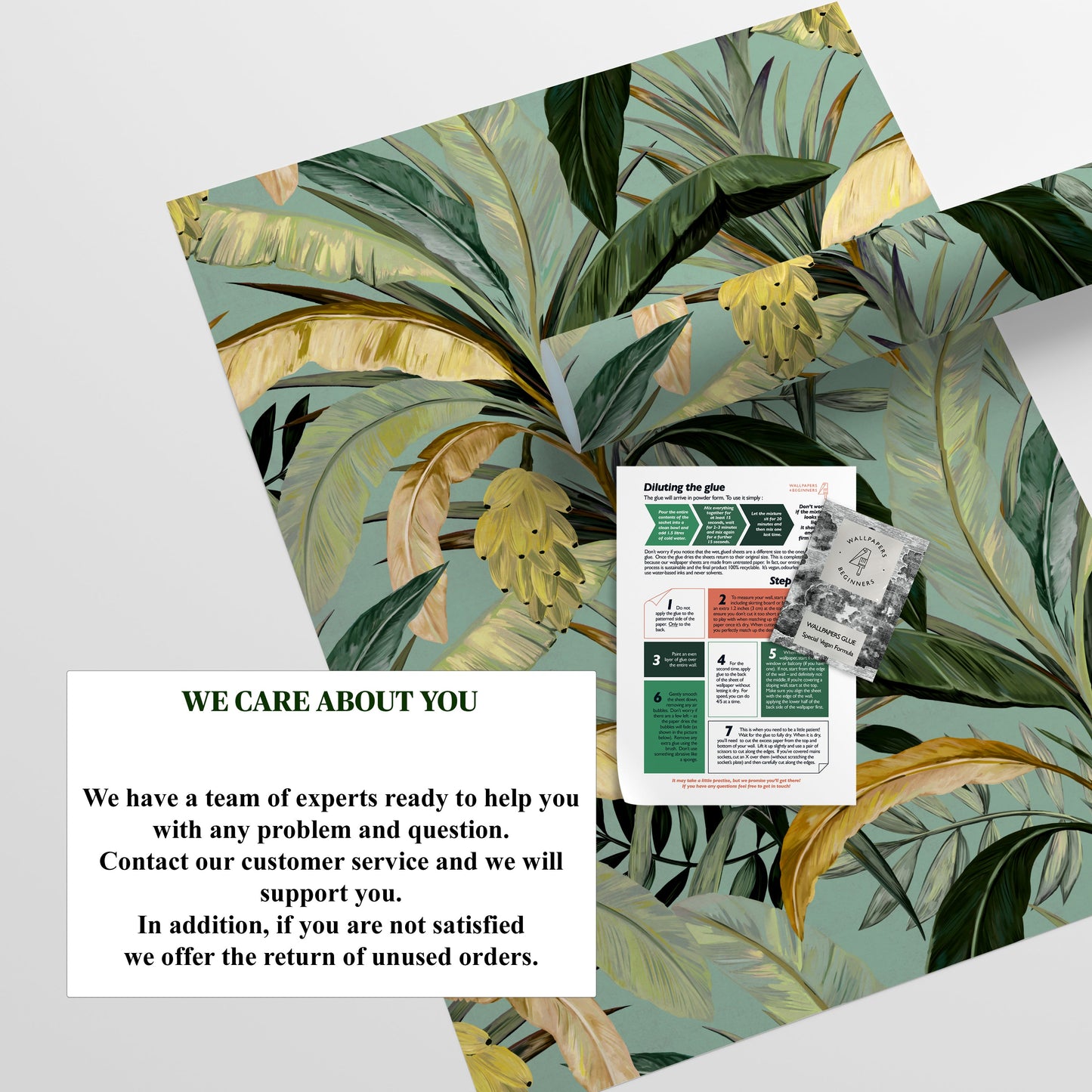 Tropical Banana Leaf Cabinet Liner – Eco-Friendly Decorative Paper in Green and Gold for Drawers and Furniture