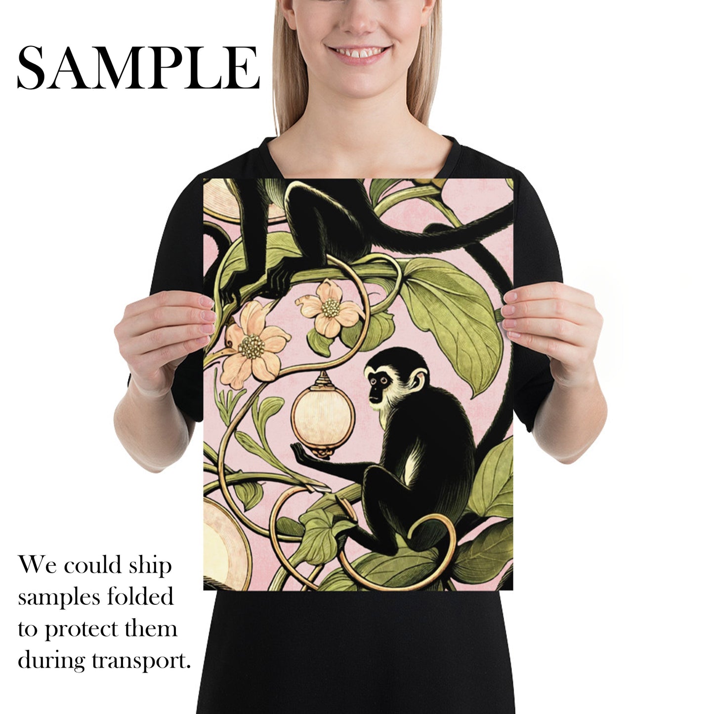 Playful Pink Monkeys and Lanterns Wallpaper on Pink Background