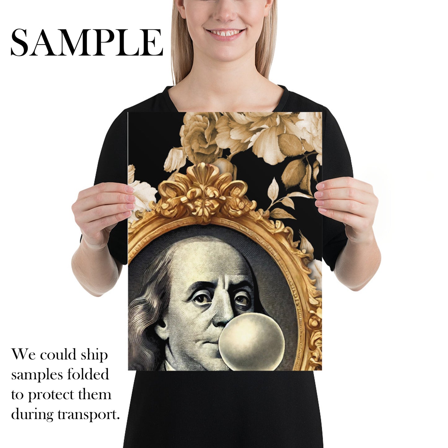 Benjamin Franklin Wallpaper with Brown Florals