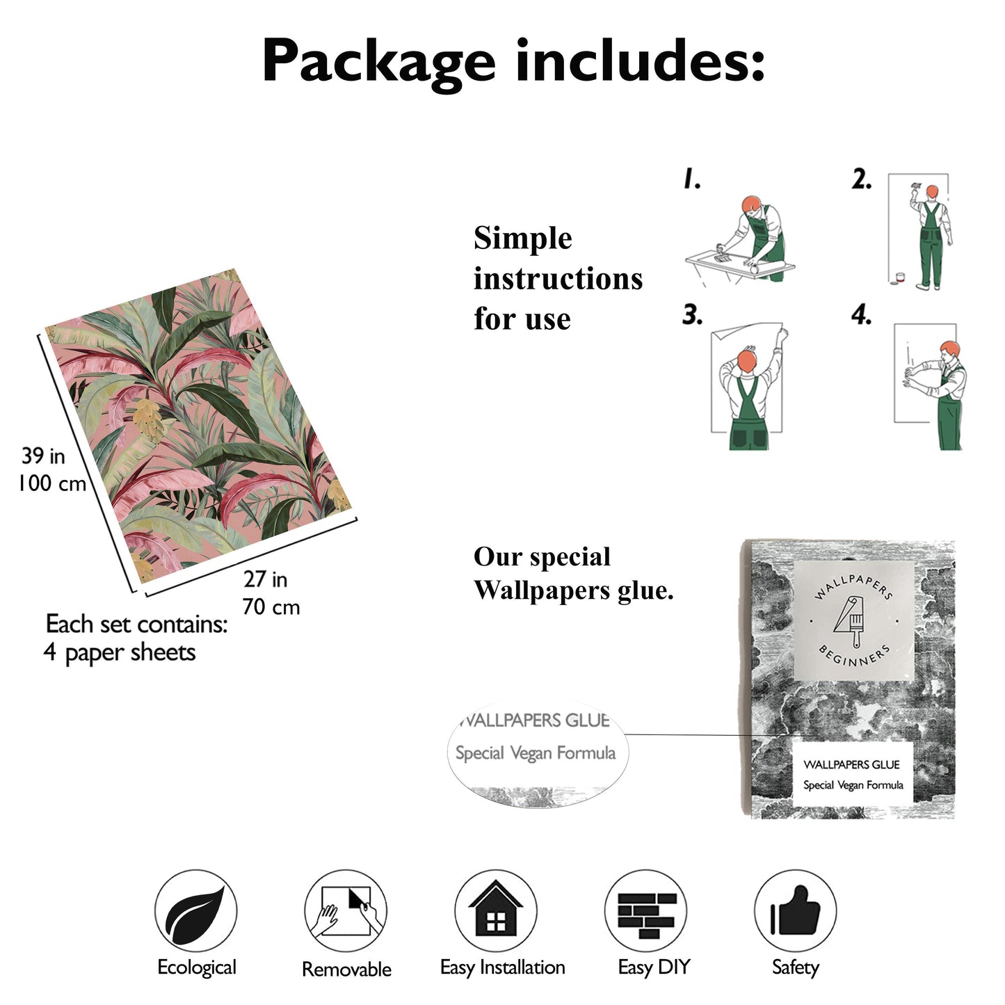 Tropical Pink and Green Banana Leaf Cabinet Liner – Eco-Friendly Decorative Paper for Drawers and Furniture