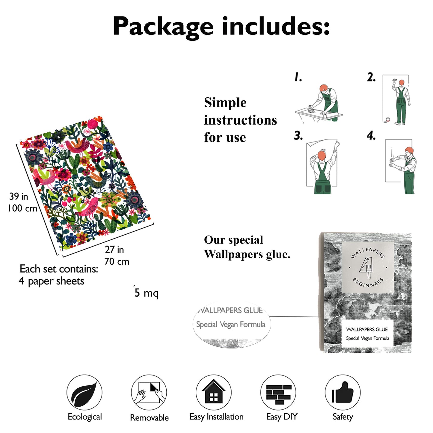 Vibrant Floral and Bird Cabinet Liner – Eco-Friendly Decorative Paper for Drawers and Furniture