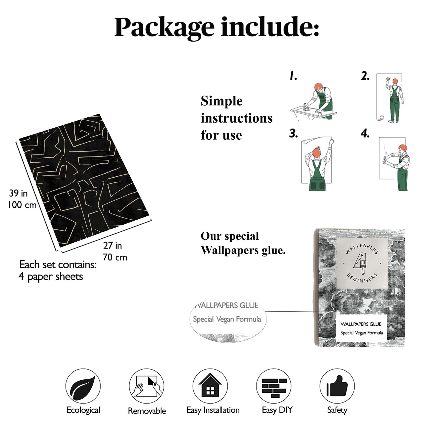 Abstract Black and Gold Cabinet Liner – Eco-Friendly Decorative Paper for Drawers and Furniture