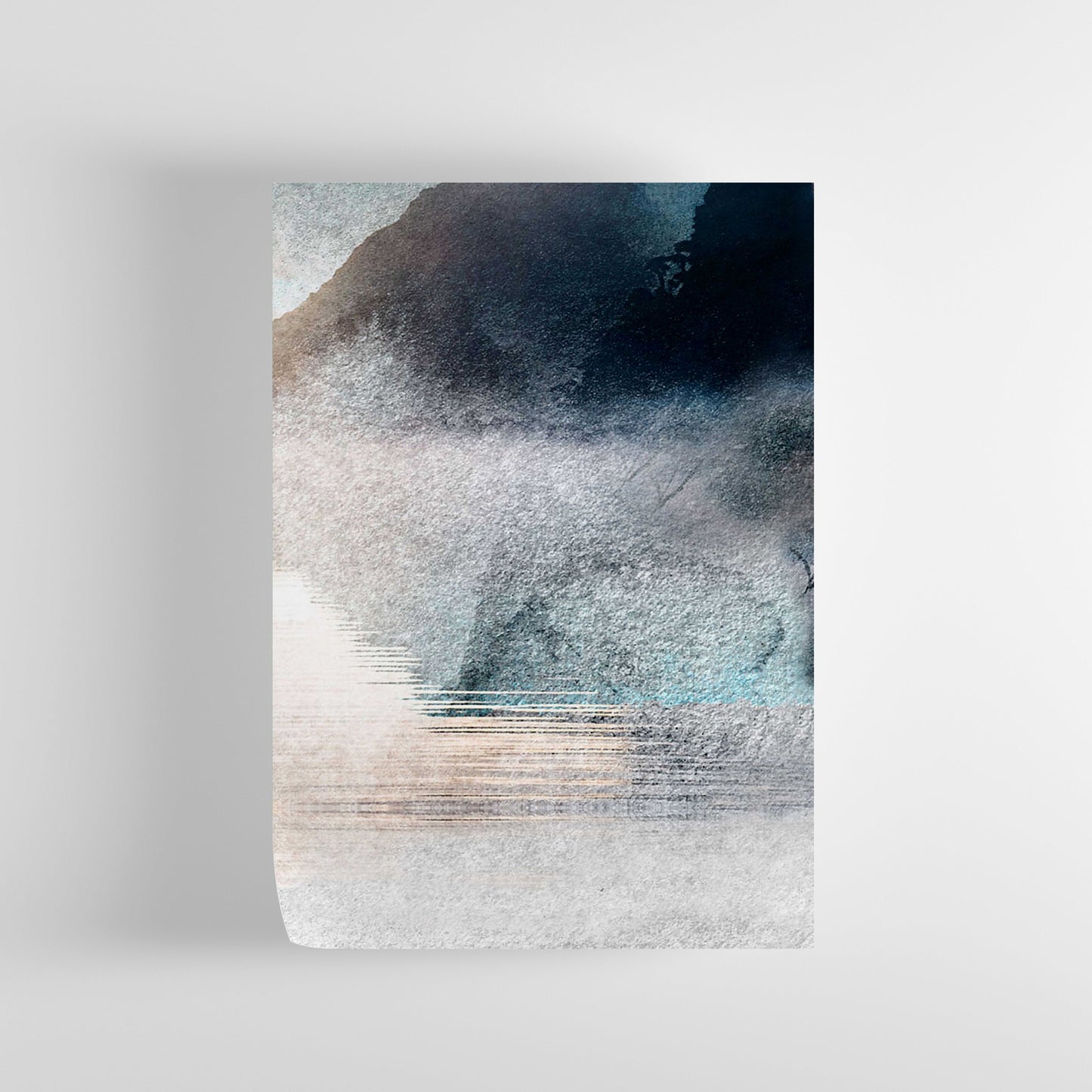 Fond d'écran aquarelle Montagne brumeuse et lac