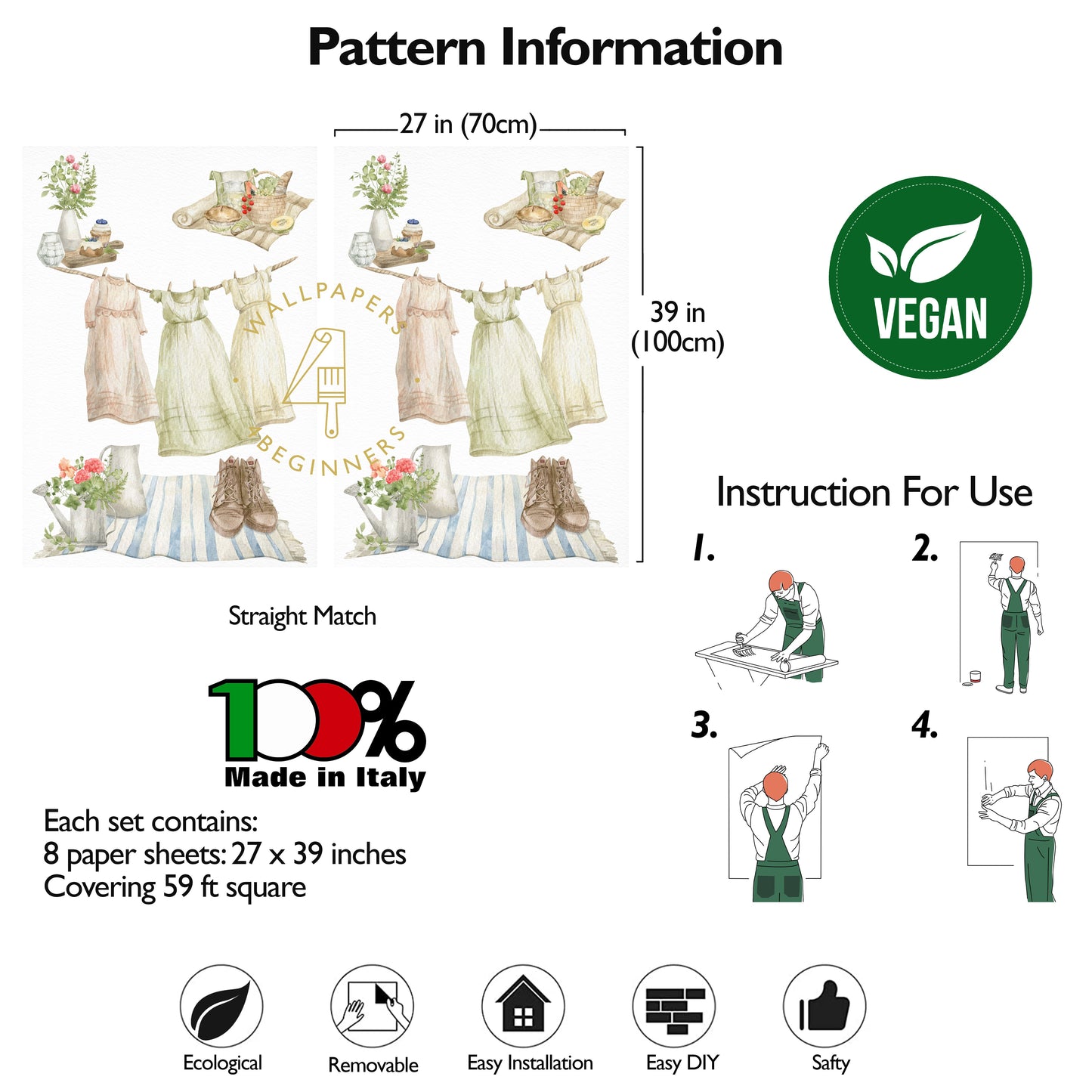 Papier peint pour le linge des robes de filles
