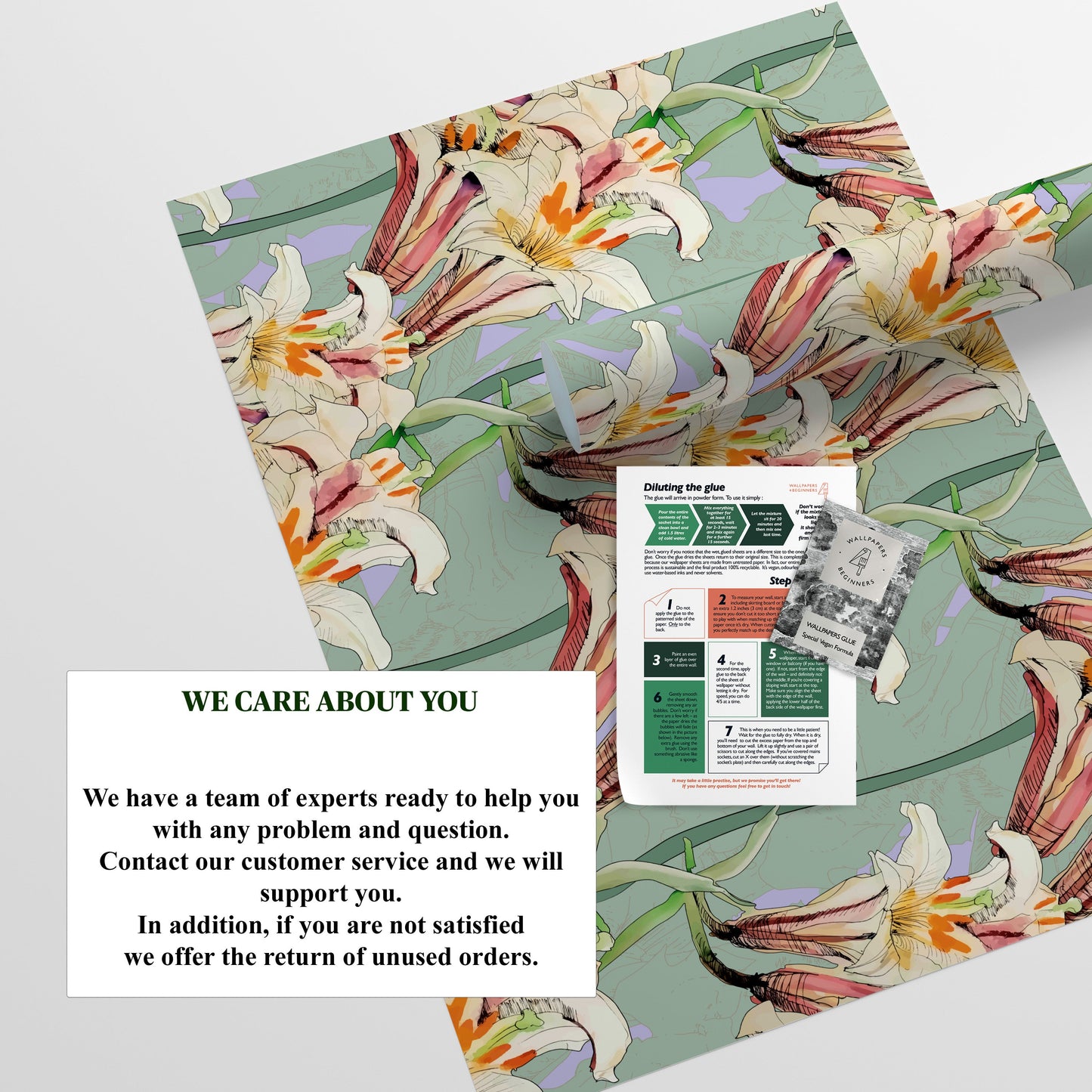 Art Nouveau Pink Lilly Floral Wallpaper