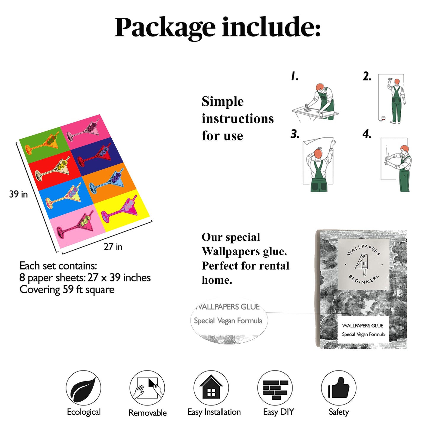 Martini Glasses Pop Art Wallpaper