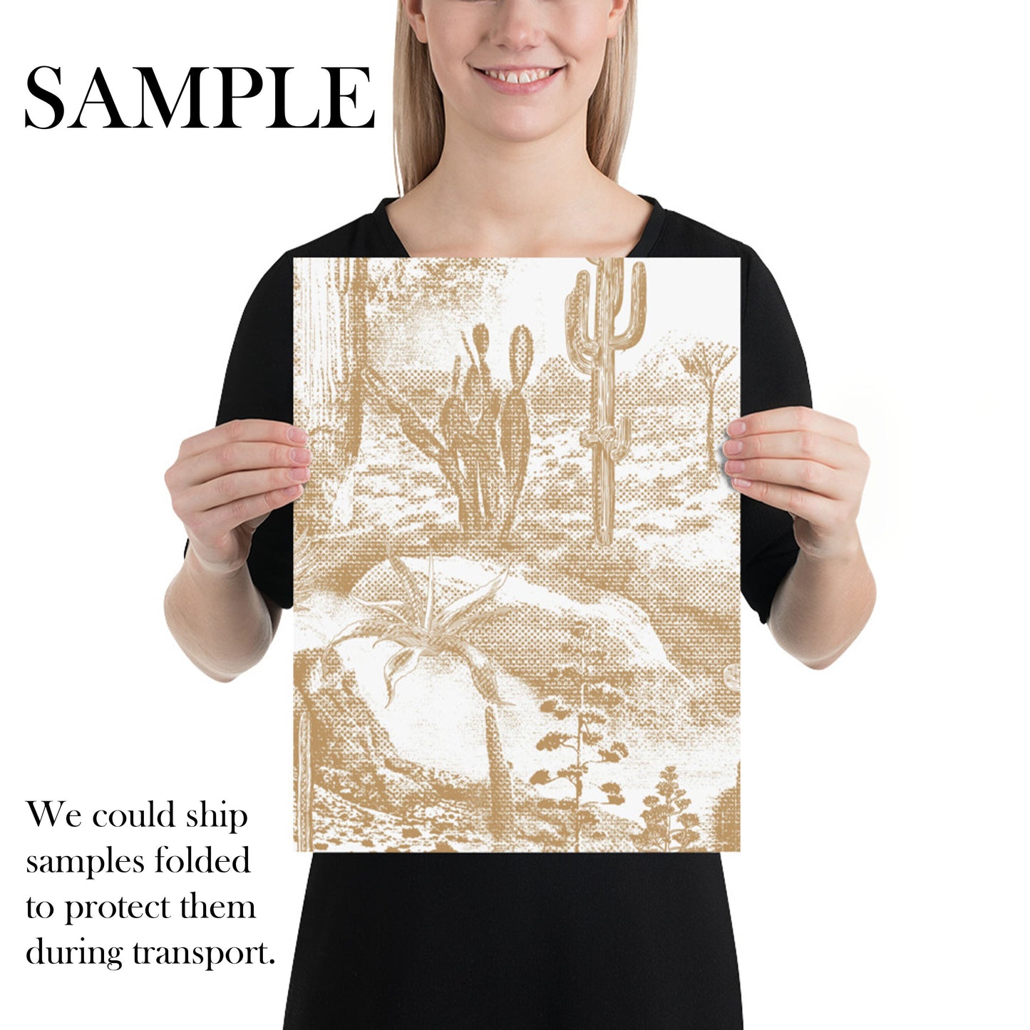 Beige Cactus Landscape Wallpaper