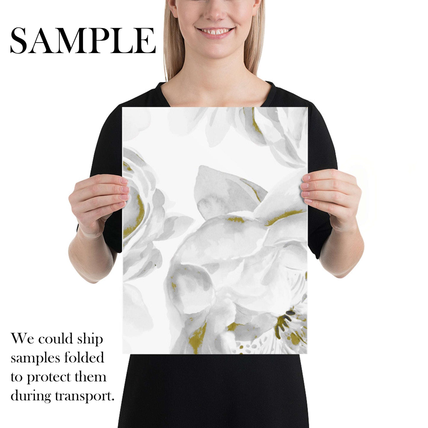 Luxury White & Gold Peony Wallpaper