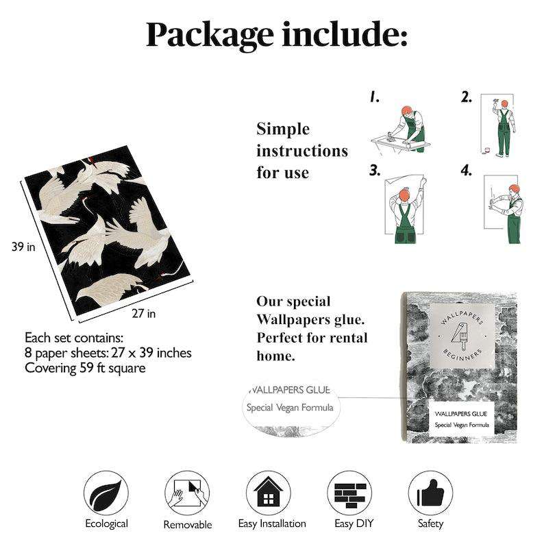 Black Heron Chinoiserie Wallpaper | Wallpapers4Beginners - Wallpapers4Beginners