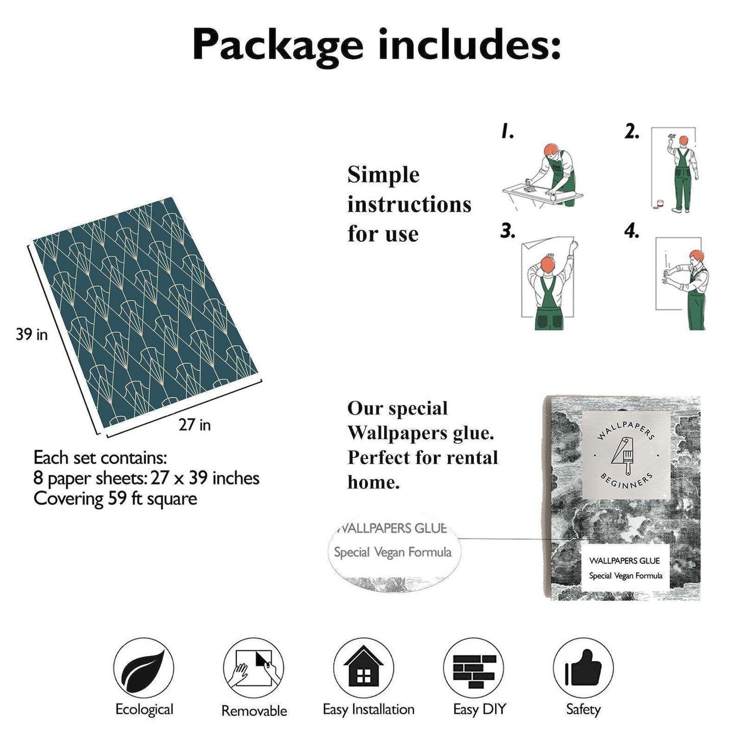 Cobalt Art Déco Wallpaper | Wallpapers4Beginners - Wallpapers4Beginners