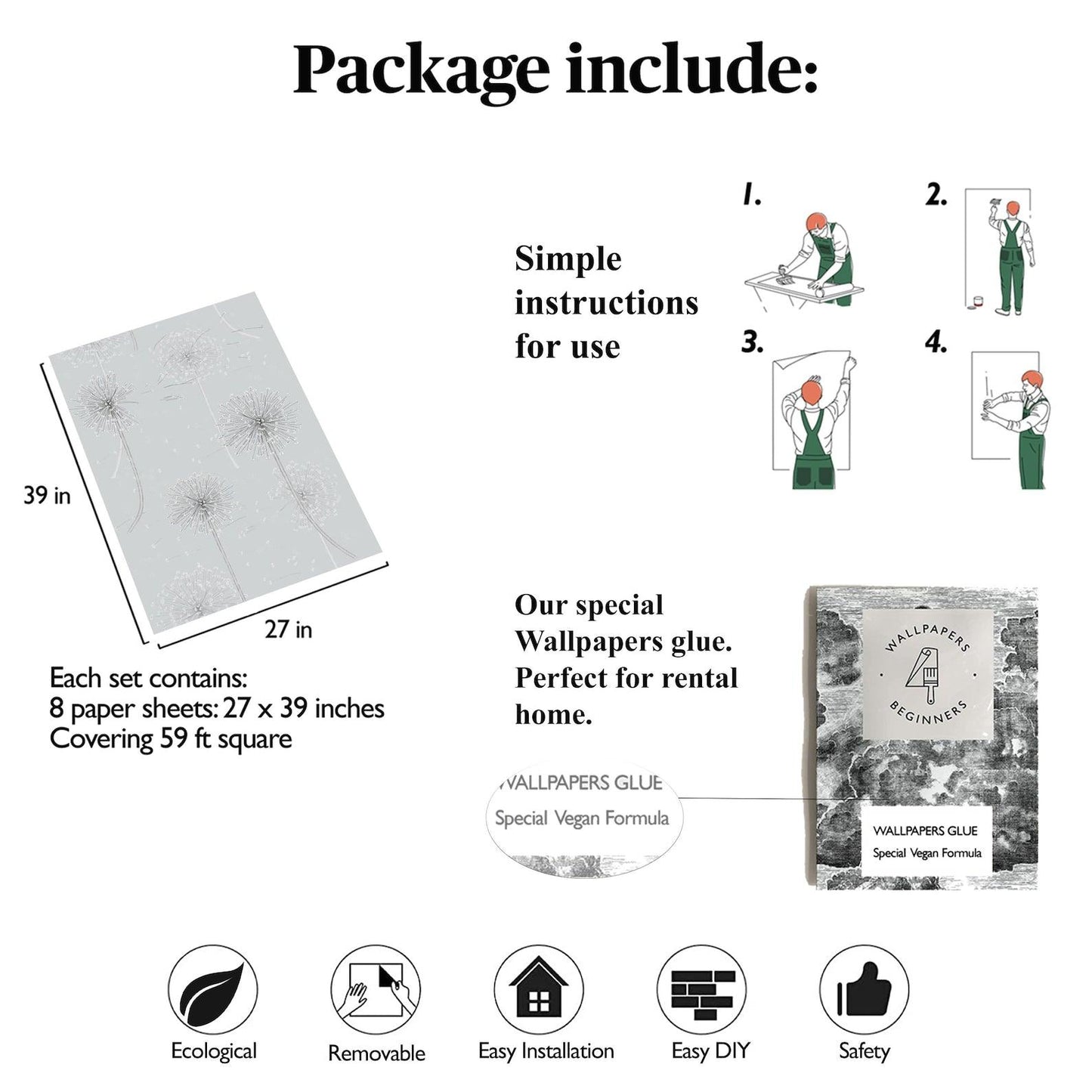 Dandelions Light Grey Wallpaper | Wallpapers4Beginners - Wallpapers4Beginners