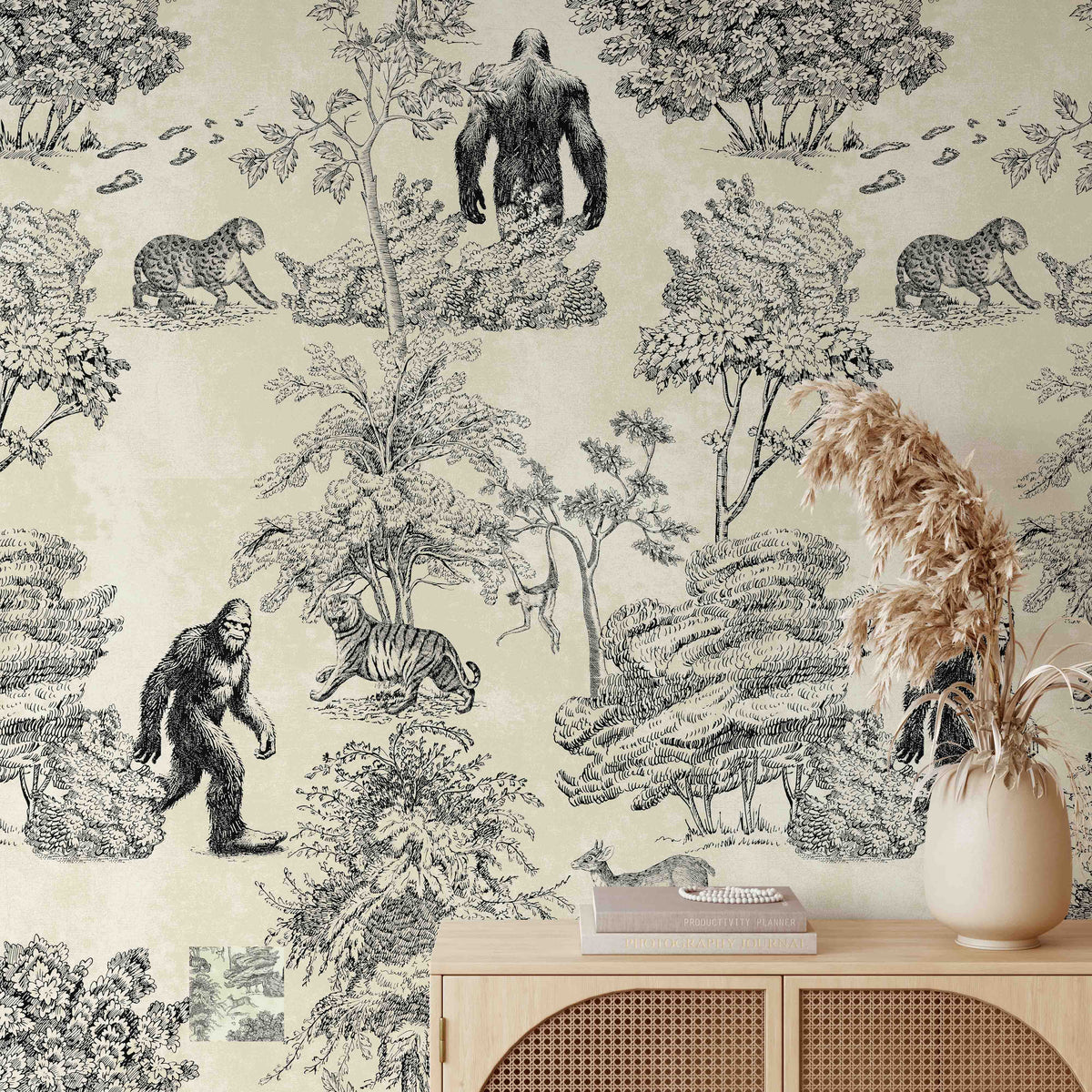 Bigfoot toile de Jouy wallpaper