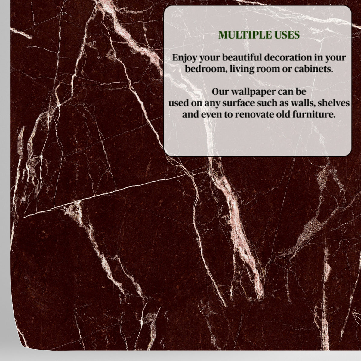Red marble wallpaper for walls, shelves and furniture