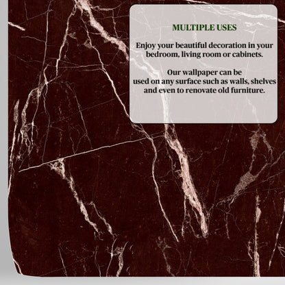 Red marble wallpaper for walls, shelves and furniture