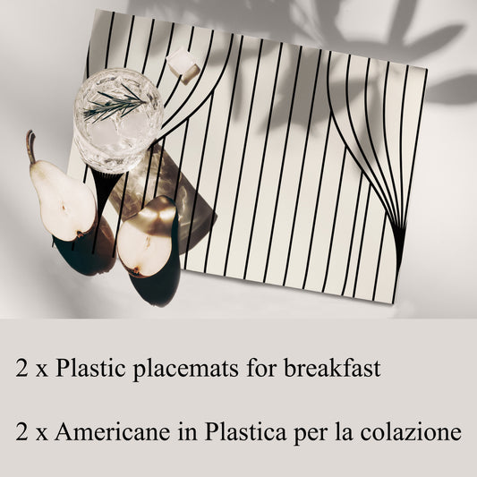 Black and White Art Deco Reversible Placemats Set