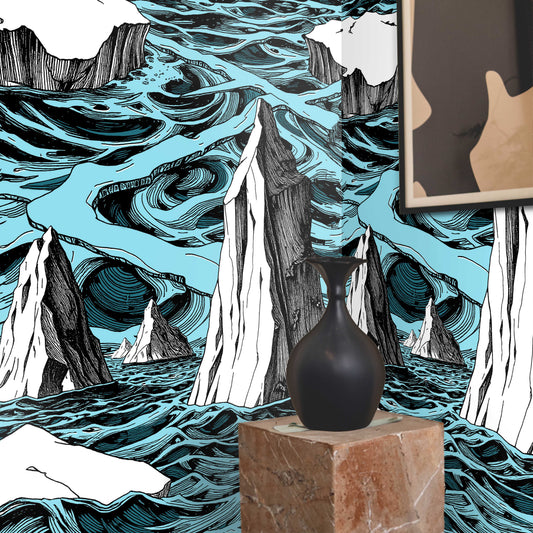 Iceberg and Ocean Waves Wallpaper