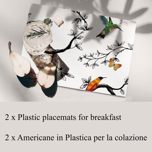 Birds and Butterflies Reversible Placemats Set