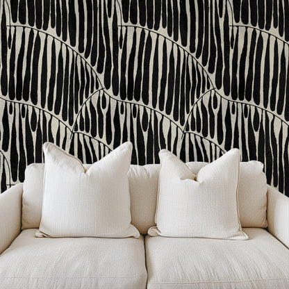 Black Abstract Leaf Pendant Wallpaper