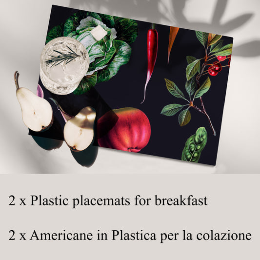 Vintage Kitchen Reversible Placemats Set