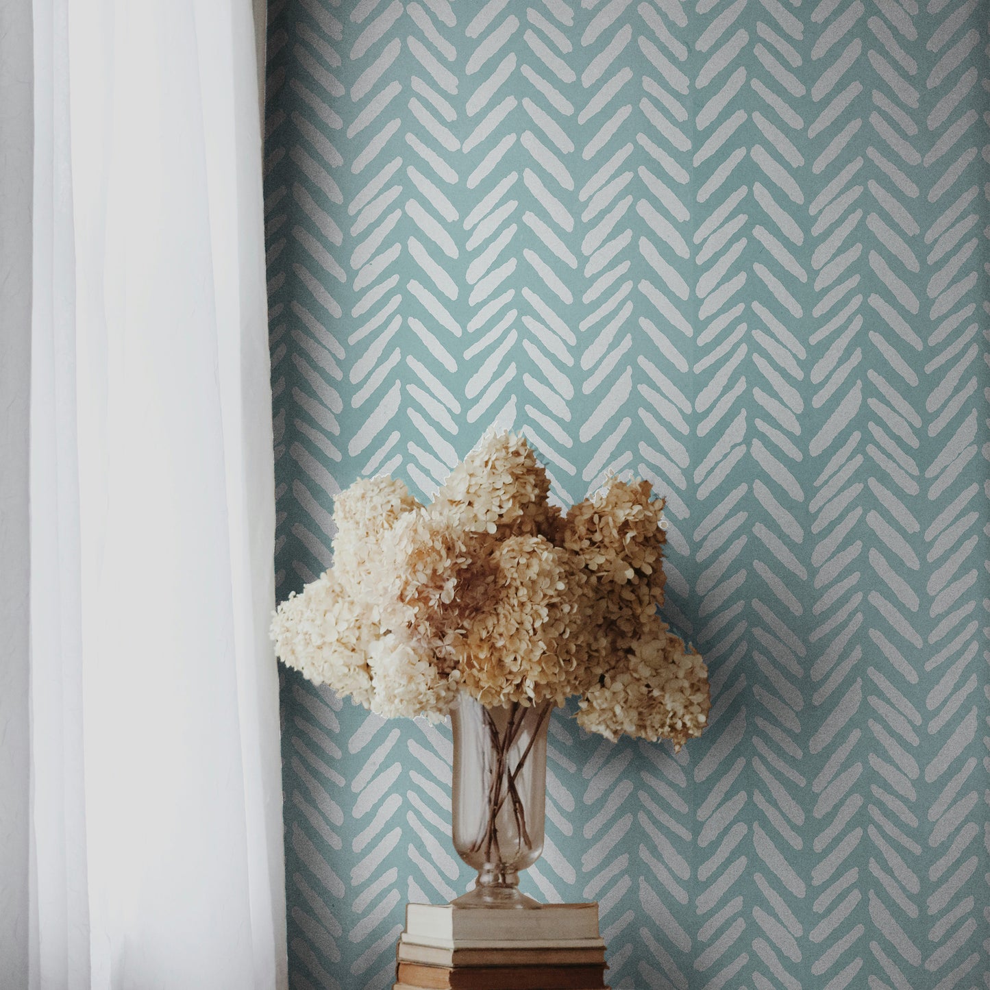 Light Blue Herringbone Pastel Wallpaper