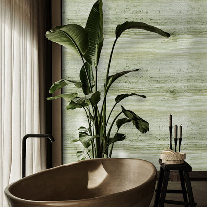 Olive Green Travertine Wallpaper