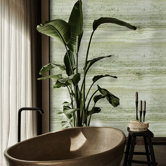 Olive Green Travertine Wallpaper