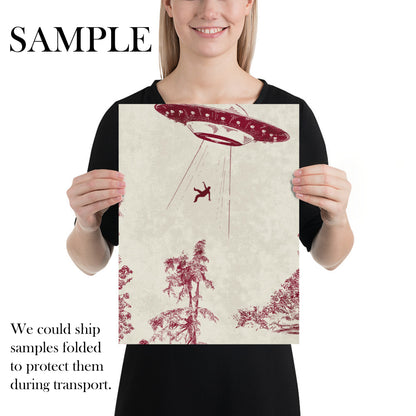 Alien Toile Wallpaper in Red Burgundy