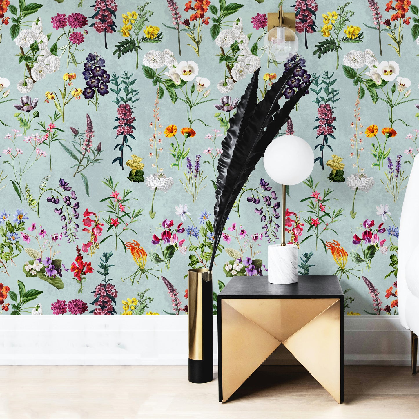 Sage Green Wildflower Wallpaper