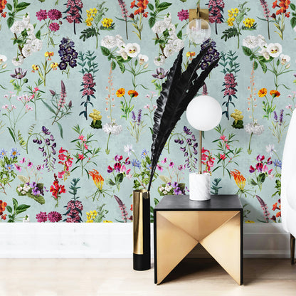 Sage Green Wildflower Wallpaper