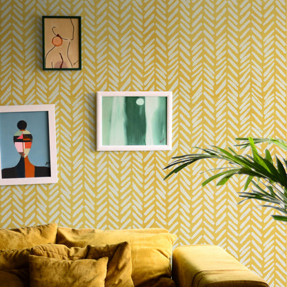 Papier Peint Pastel Jaune à Chevrons