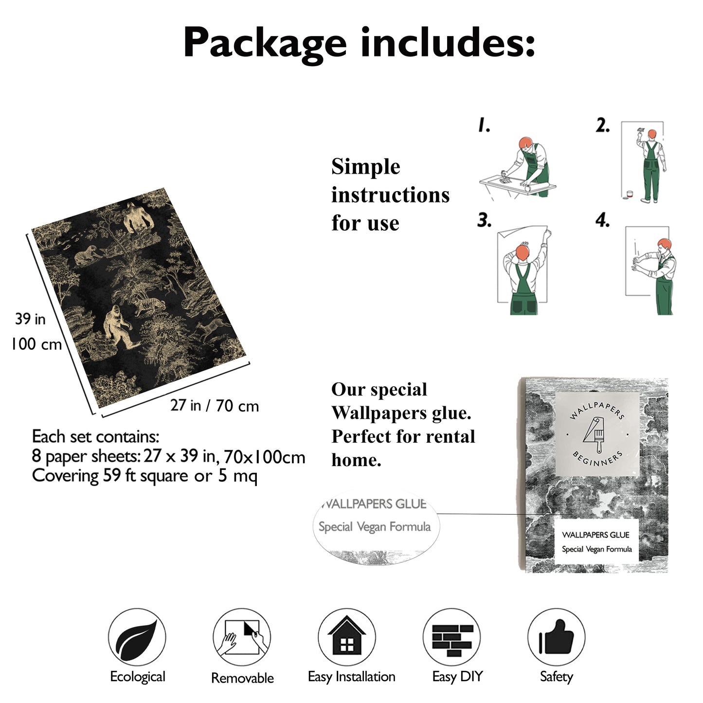 Dark Mystical Bigfoot Toile de Jouy Wallpaper