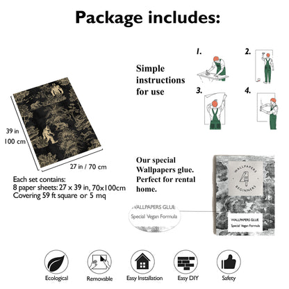 Dark Mystical Bigfoot Toile de Jouy Wallpaper