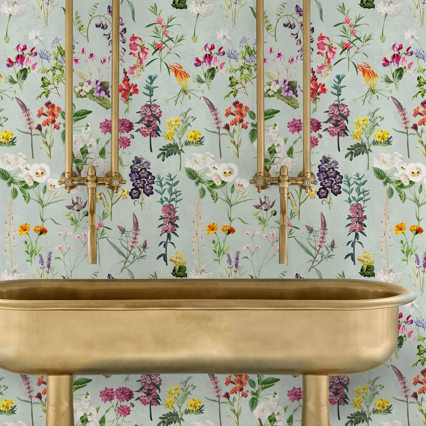 Sage Green Wildflower Wallpaper