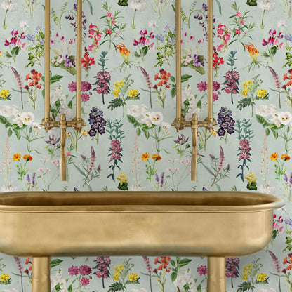 Sage Green Wildflower Wallpaper