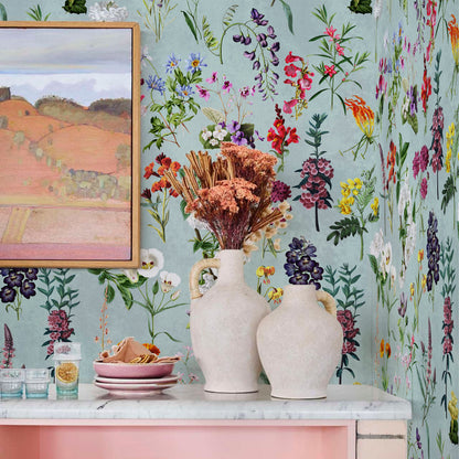Sage Green Wildflower Wallpaper