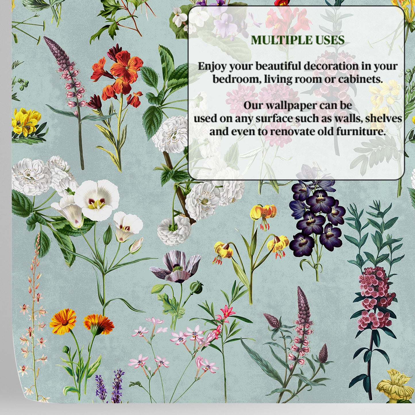 Sage Green Wildflower Wallpaper