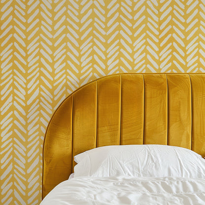 Papier Peint Pastel Jaune à Chevrons