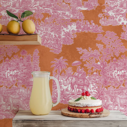 Varanasi Indian Toile de Jouy Wallpaper