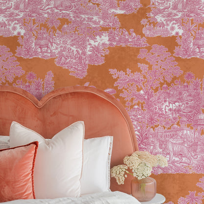 Varanasi Indian Toile de Jouy Wallpaper