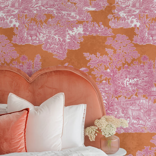 Varanasi Indian Toile de Jouy Wallpaper