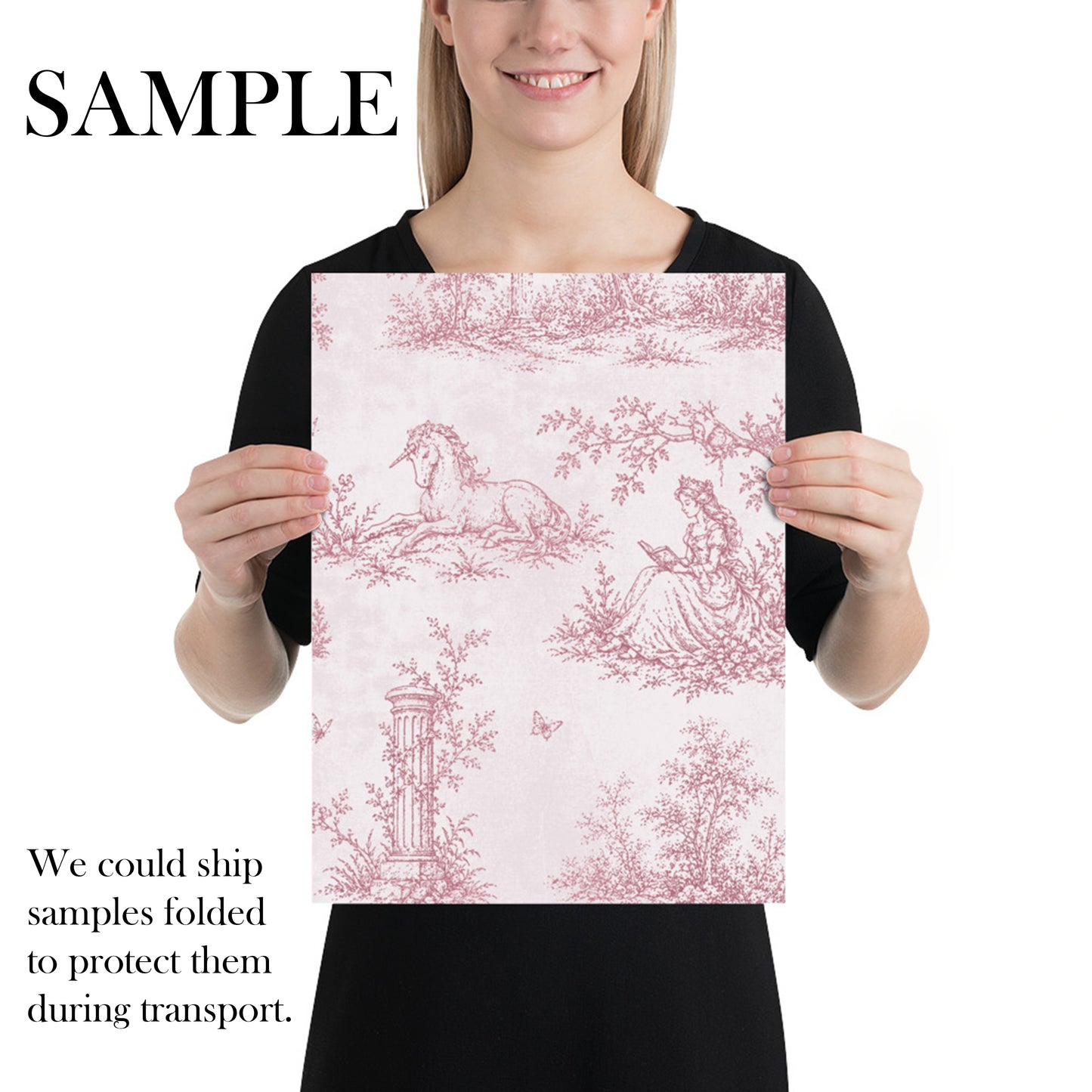 Pink Toile Wallpaper — Princess, Fairy & Unicorn Fairytale Nursery