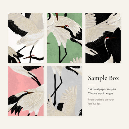 Sample Box: 5 A3 real paper samples, choose any 5 designs, price credited on your first full set