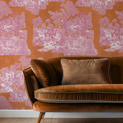 Varanasi Indian Toile de Jouy Wallpaper