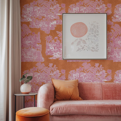 Varanasi Indian Toile de Jouy Wallpaper